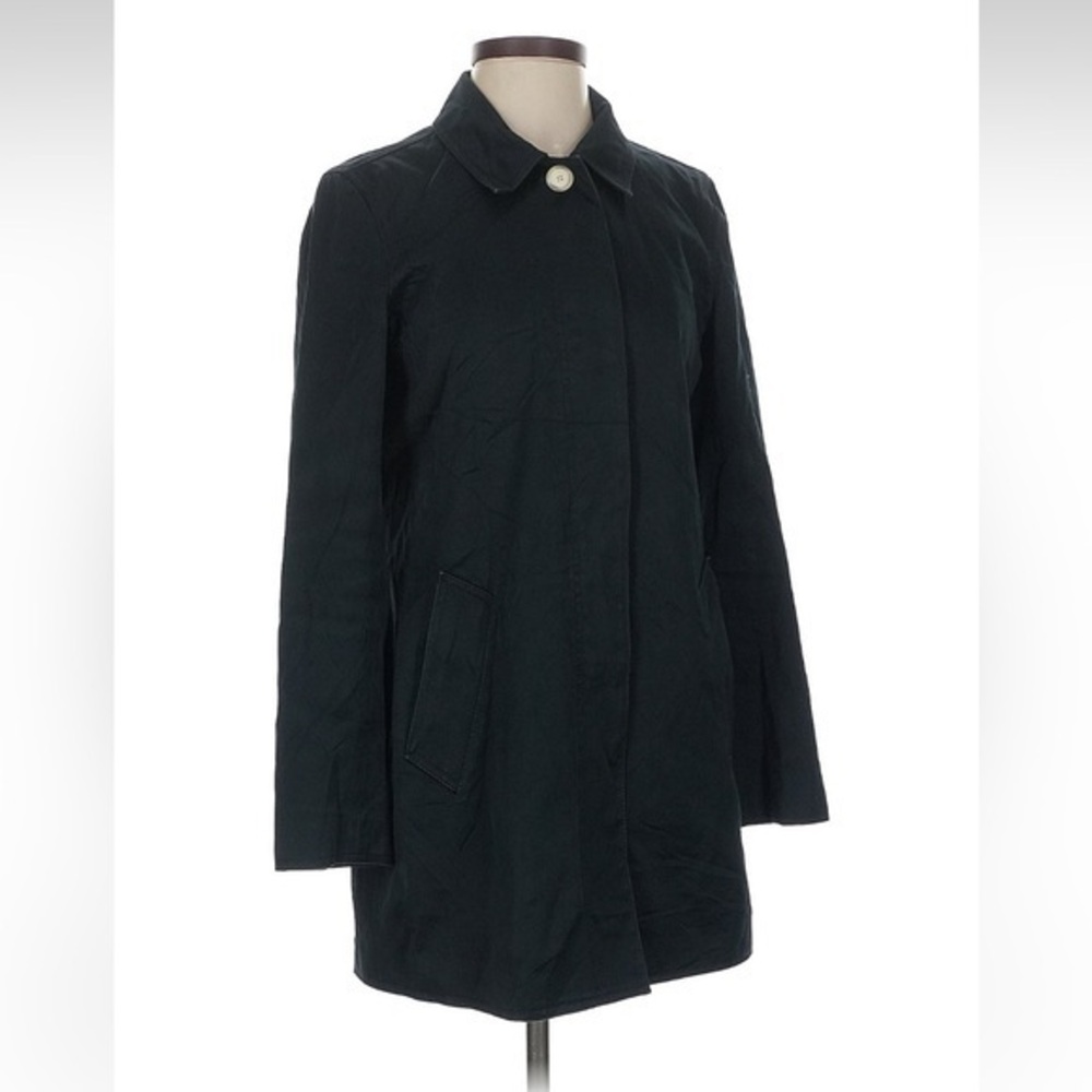Coach Black Cotton Trench Car Mid-Length Coat Women’s XS Minimal Classic Lined